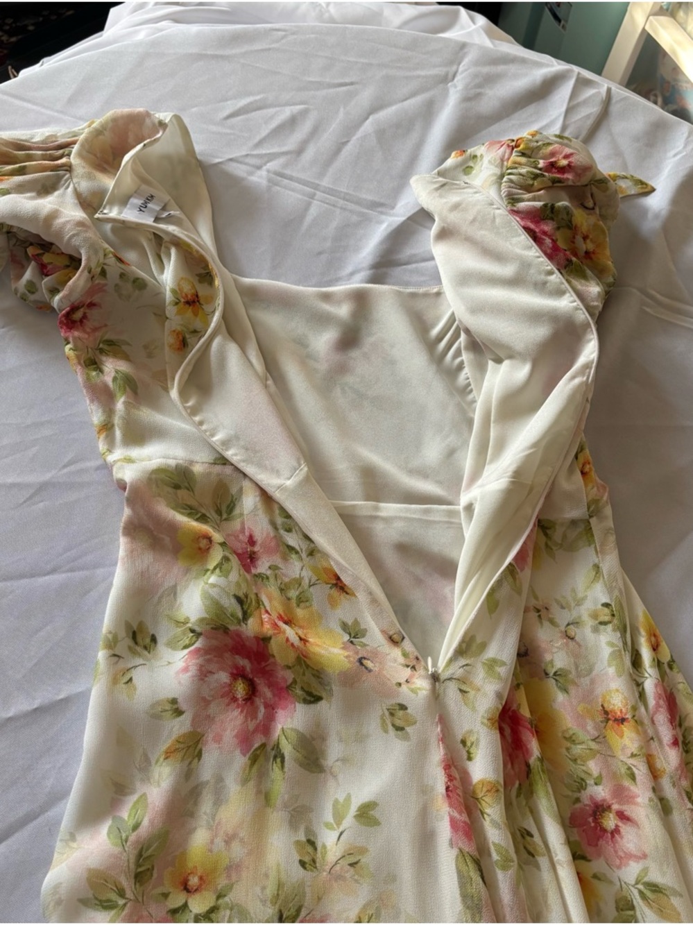 Yumi Kim Lydia Floral Bridesmaid Maxi Dress Sz XL Cottage core Run Small - Picture 12 of 16